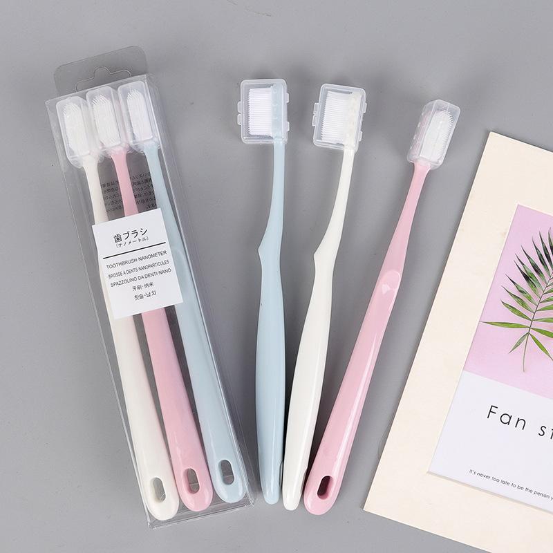 

Набор из 3 макаронных зубных щеток для чувствительных десен, мягкая щетина, глубокая чистка, зубная щетка, портативная, дорожная, взрослая зубная щетка, чистка, уход за полостью рта