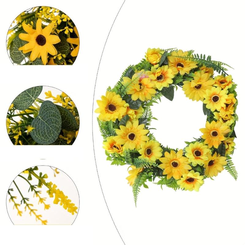 Artificial Sunflowers Wreath Front Door Wreath Spring Wreath for Front Door Farmhouses Garden Wedding Decorations