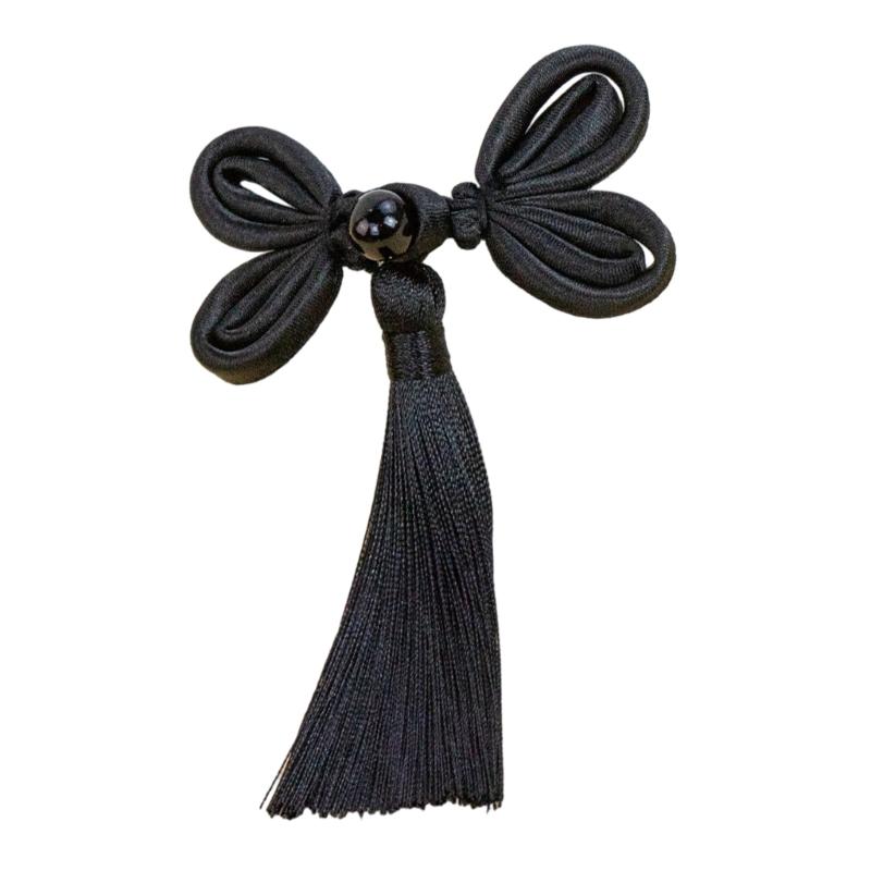 

Chinese Butterfly Knot Fringe Button Cardigan Buttons Knot Fastener Tang Suit Invitation Gift Box DIY Clothing Accessory чорний