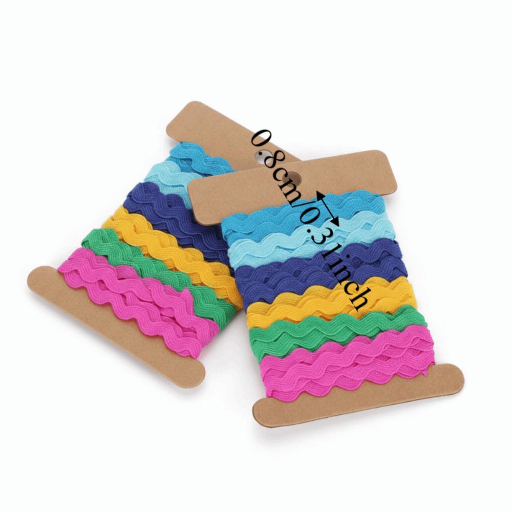 2pcs 8mm Width Wavy Lace Trim Color Ribbon Curved Belt Webbing Hand Made Rick Rack Trim For Sewing
