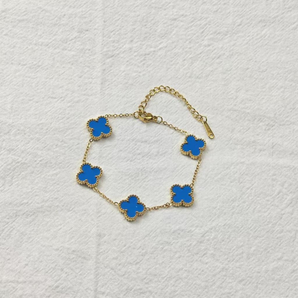 Four-leaf Clover Bracelet Five-flowered Titanium Steel Does Not Fade Women's 18K Lucky Clover Good Luck Hand Jewelry