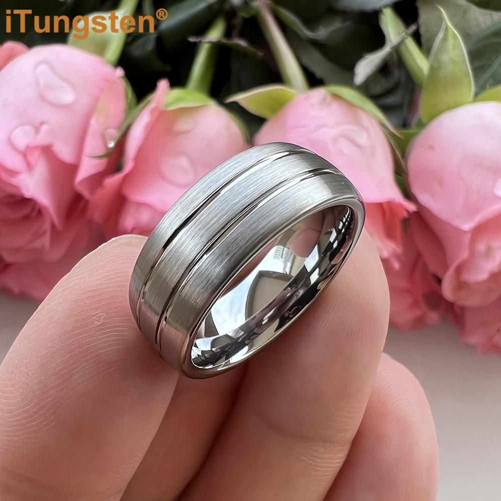 

iTungsten 8mm Men Women Original Color Tungsten Carbide Ring Classic Wedding Band Love Forever Jewelry Comfort Fit 6