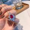 Jewelry Colored Treasure Popular Red Corundum Imitation Gemstone Retro Pendant Temperament Collarbone Chain