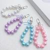 Fashion Bowknot Pendant Keychain Mobile Phone Lanyard UV Beaded Wrist Rope Strap Antilost Keyring for Women and Girls