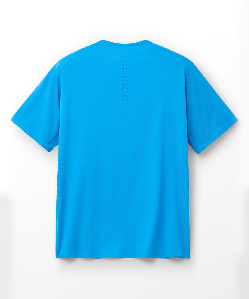 Hellinogseuweeo Zero Round Zip-Up Short Sleeve T-Shirt_Cyan Blue