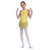 Kids Girls Glittery Rhinestones Fringed Leotard Sheer Mesh Patchwork Keyhole Back Tassel Bodysuit