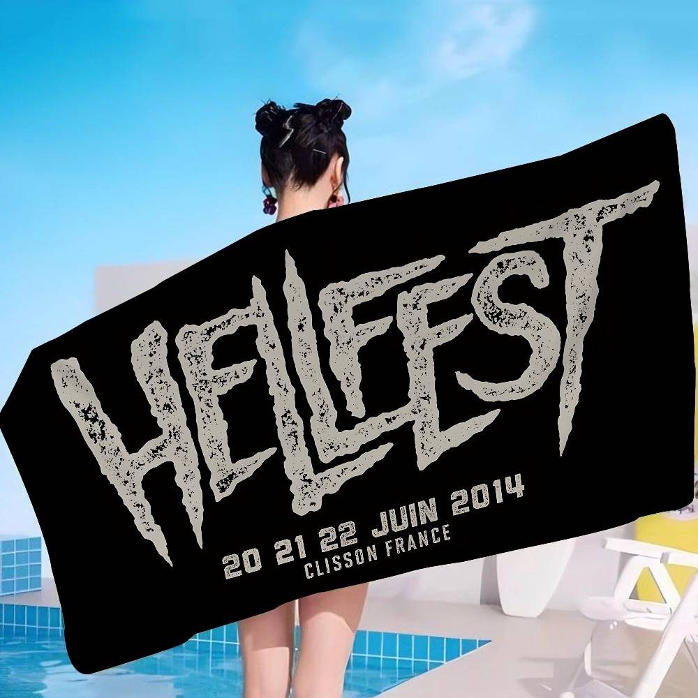 Famoso Festival Musicale H-Hellfest Coperta in Microfibra Asciugatura Rapida Teli da Spiaggia Stampa Oversize Coperta Asciugamano Super Assorbente