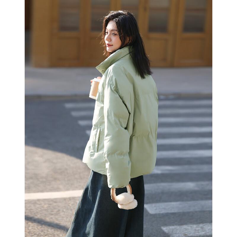 Demana Women s Retro Toggle Button Stand Collar Padded Winter Coat M