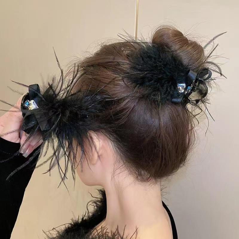 Flower Feather Girls Puffy Hair Claw Rope For Women Simple Temperament Scrunchies Ladies Hair Accessories