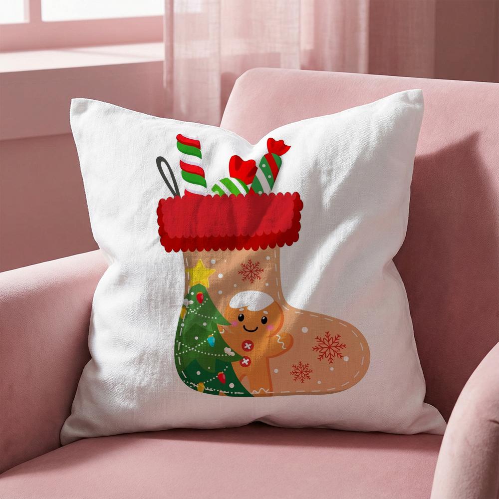 Red Socks Merry Chrismas Cushion Cover Multi-Scene Pillow Cover for Home & Car - Reversible, Soft & Durable for Daily Use