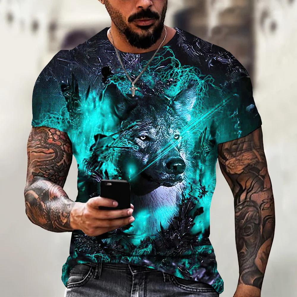 Tiger Fighting Animal Beast Fierce 3d Print T Shirt Summer Men's Short Sleeve Tops Tees Men's Designer T-shirts