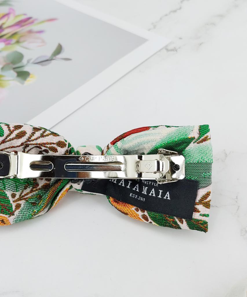 Maia Rose Jacquard Ribbon Pin - Green