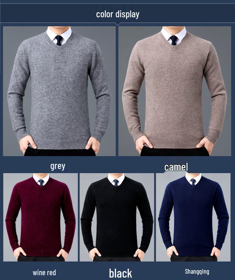 2025 Herren V-Ausschnitt Kaschmirpullover: Dick, Warm, Business Casual für Herbst/Winter