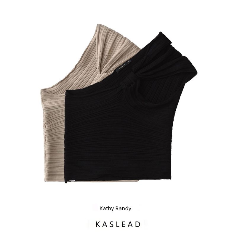 Kaslead New Arrival Women's Clothing Fashion Style Fashion Slim Looking Rib Knitting Asymmetric Tops 4240001