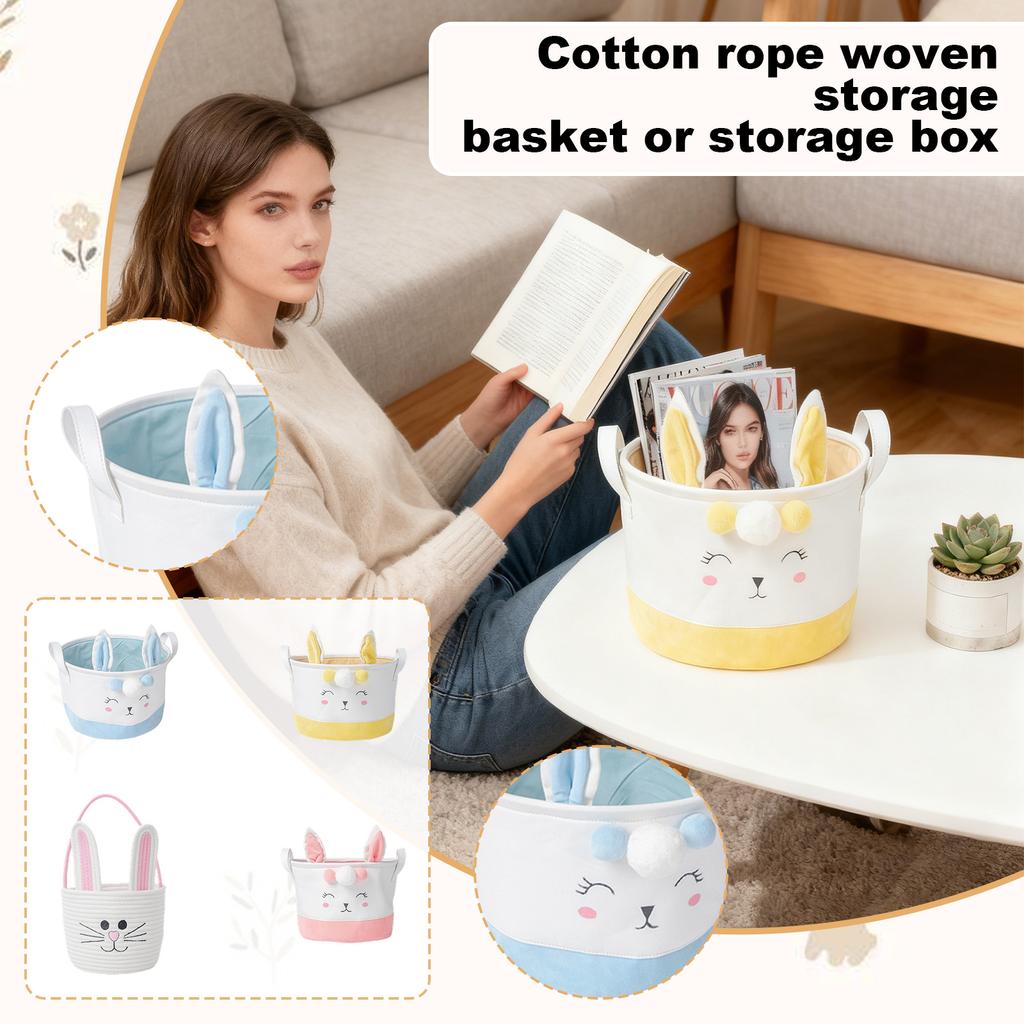 Easter Bunny Basket Easter Buckets For Kids With Ear, Easter Egg Basket Bags Easter Gifts For Girls Baby Kids Children