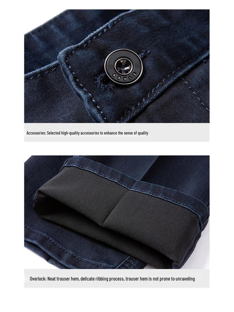 Spring & Autumn Men's High-Waist Casual Jeans - Middle-Aged & Elderly, Loose Straight-Leg, Dad Pants, Summer Thin Style