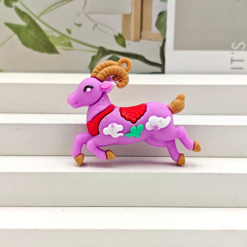 Cartoon Animal Goat Silicone Keychain Colorful Lightweight Pendant Durable Decor for Backpack Keychain Animal Lovers Daily Use A16