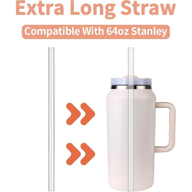 64oz Straw Compatible With Stanley, Extra Long Quencher, Cleaning Brush And Iceflow Flip Straw Tumbler 64 oz