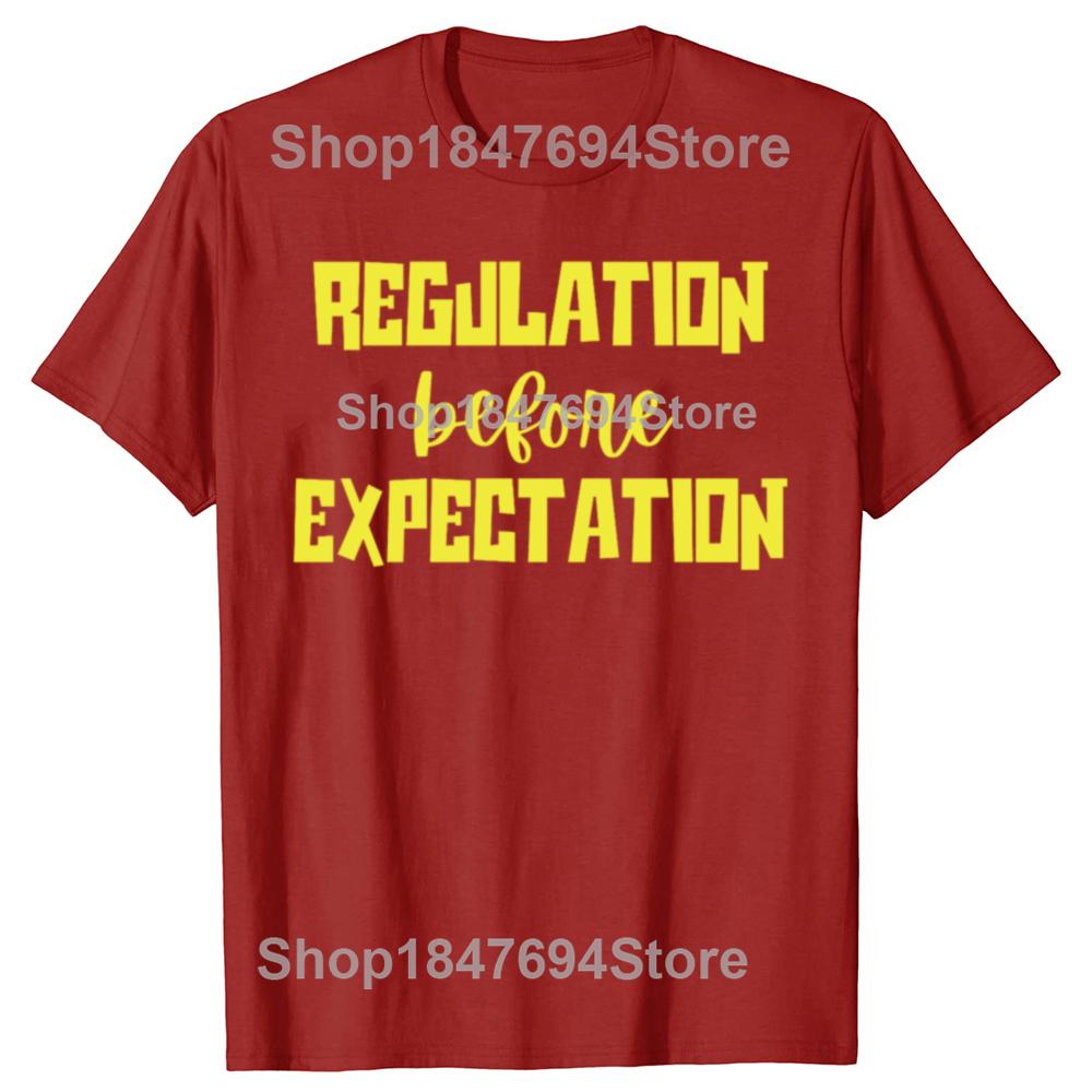 Regulation Before Expectation T Shirt Retro Autism Special Education Teacher Gift Tops Cotton Unisex Casual T-shirt EU Size