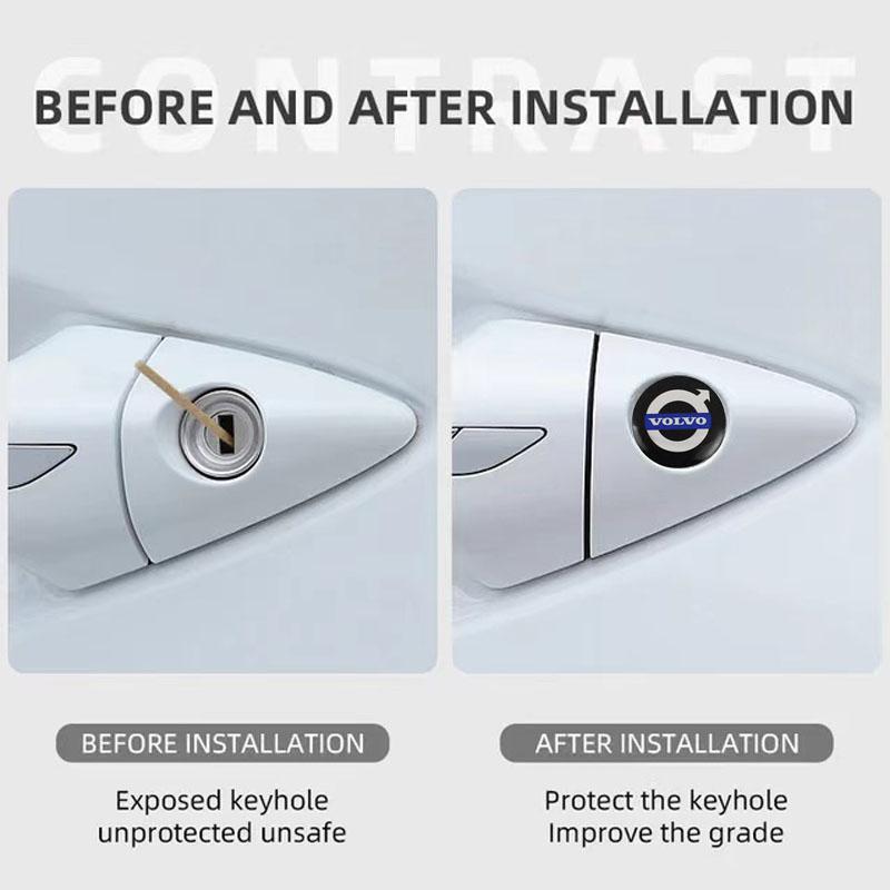 rkwad2 5/10Pcs 14mm Car Key Emblem Stickers Auto Door Keyhole Logo Decal For Volvo V60 V40 XC90 S60 S40 XC60 V50 V70 XC40 S80 EM90 S80L