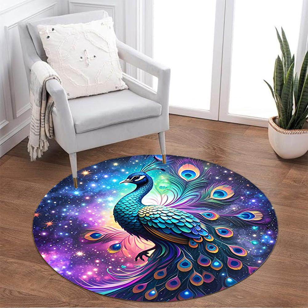 1pc Home Carpet Peacock Design Non-slip Rug for Office Decor and Living Room Gift Ideas