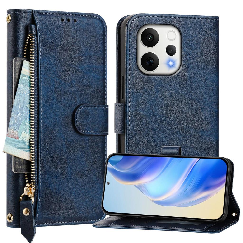 Zipper Leather Wallet Phone Case with Holder Stand for OPPO Reno 15 12FS 12F 11F 11 9 8 Pro 8 Lite 8 Protective Flip Cover