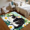 Cute Door Mat Black White Cat Daisy Cat Butterfly Floral Print Carpet Non-slip Washable Rug for Entryway Apartment Minimalist