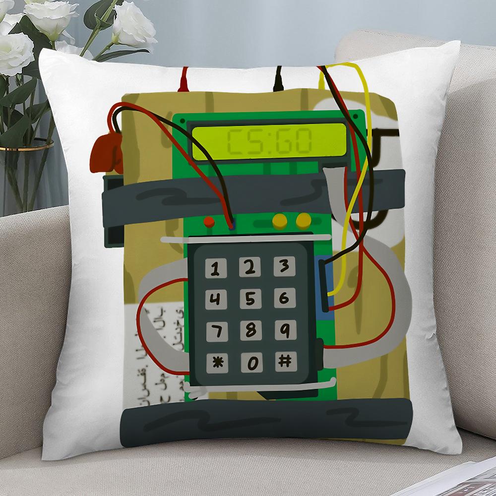 C-CS GO Bomb Anime Pillow Case Short Plush Pillow Covers Sofa Decorative Gift Home Double-sided Printing Cushion Cover