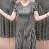 Catty Large Size Dress Women's Summer South East Asia New Plaid Medium and Long Age-reducing Skirt