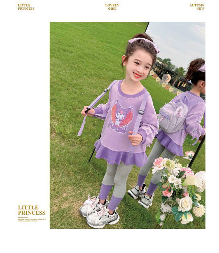 Girls' Toddler Long Sleeve Korean Style Casual Sweatshirt and Dress Set for Spring and Autumn