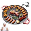 Electric Griddle Smoke-Free Indoor Cooking Nonstick Round Baking Pan with Adjustable Temperature Control Vegetable Grilling Pan