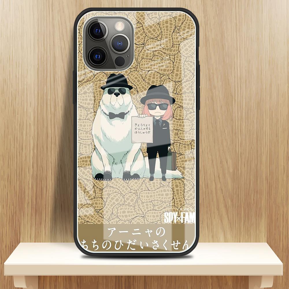 Tempered Glass Case For Apple iPhone 13 12 Mini 11 Pro XS Max SE 2020 XR 7 8 Plus X 6 6S Back Phone Cover SPY FAMILY Anime Funda