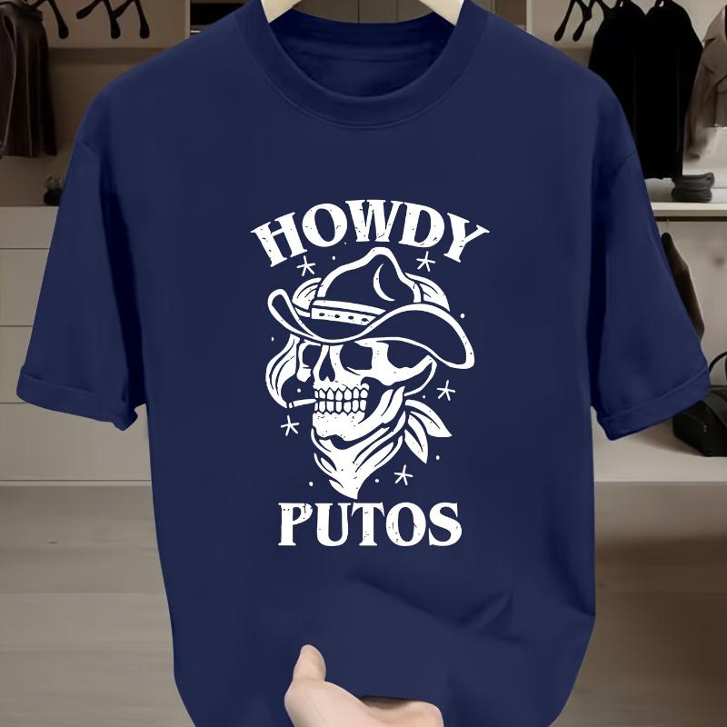 

Howdy Putos Cowboy Skull Graphic T-Shirt,Soft Breathable & Fade-Resistant, Classic Fit for Daily Casual Wear XXL белый