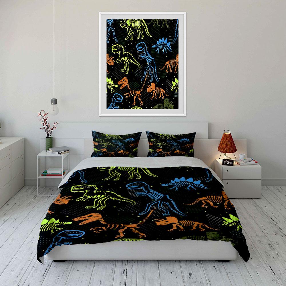 Dinosaur Fossil Pattern Outfit Set Exquisite Three-Piece Bedding Set Gift For Kids And Adults
