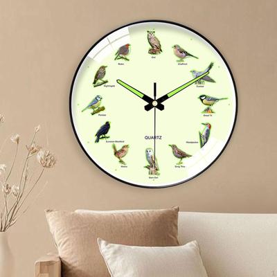 Bird Themed Wall Clock Accessories Glow In The Dark Ornament Decor for Bathroom Farmhouse Study