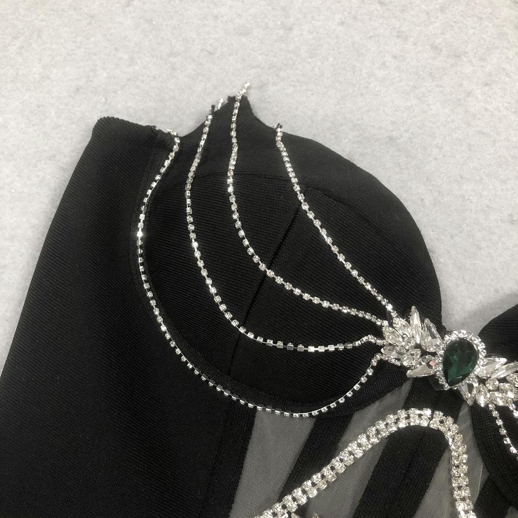Luxurious Rhinestone-Embellished Strapless Evening Dress for Women – Elegant, Sexy, High-Elastic Bandage Design