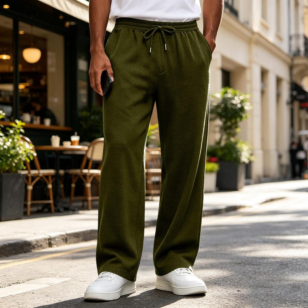Men's Drawstring Elastic Waist Sweatpants - Color Loose Fit Joggers for Sizes