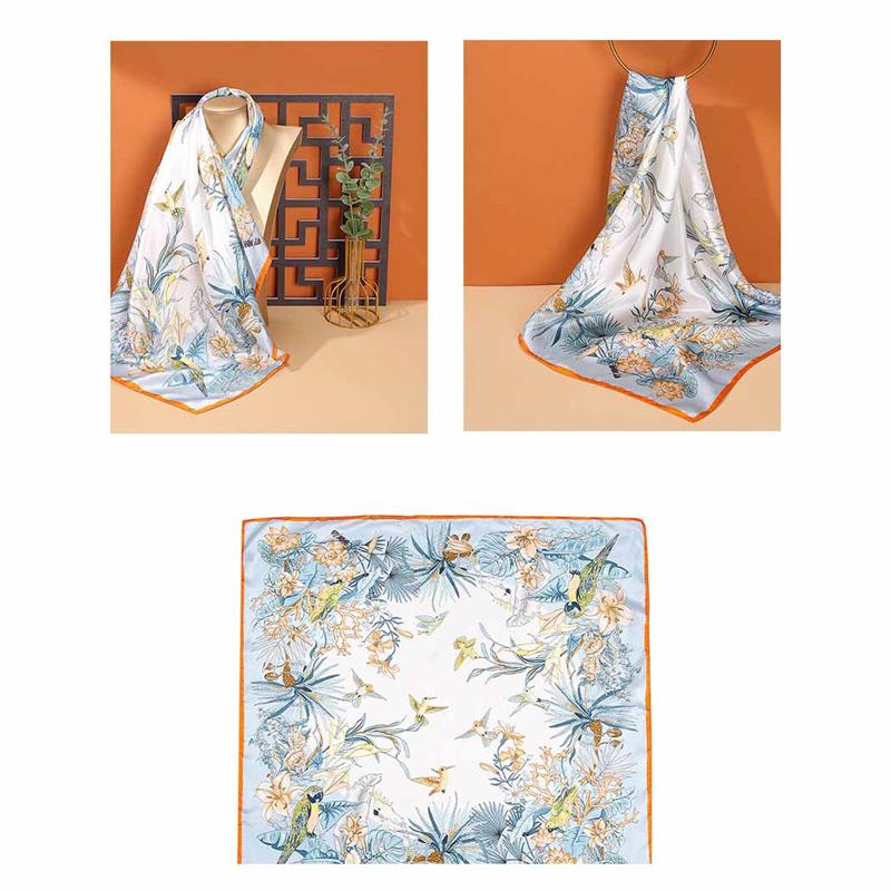 68*68cm 100% Mulberry Silk Scarf Luxury Printed Square Shawl Elegant Lightweight Soft Summer Fashion Accessory Women