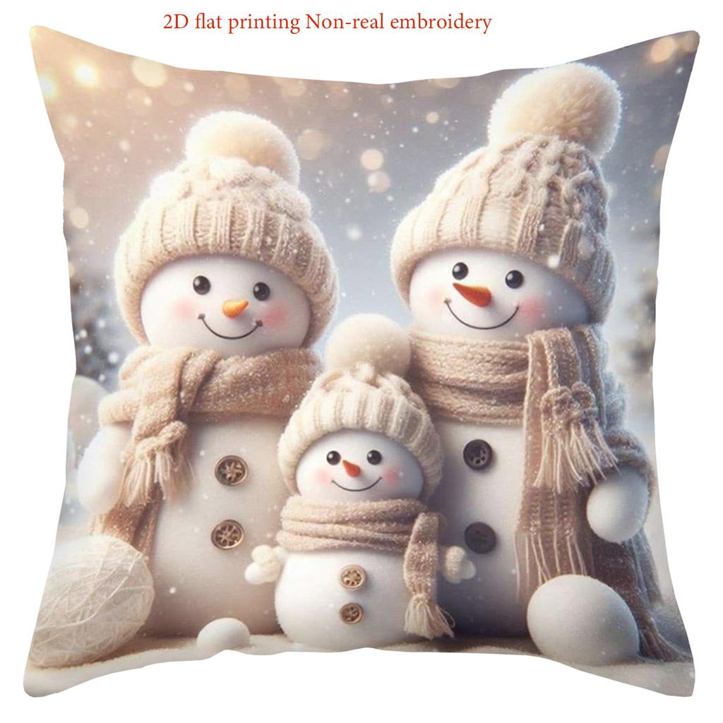 Winter Snowman Patterned 2D Flat Printing Pillows Polyester pillowcase, sofa decorative cushion cov Headboard Pillow