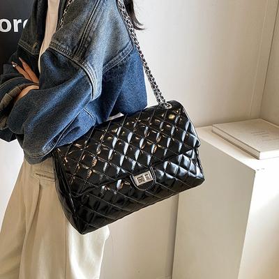 Bolsa de corrente losango bolsa feminina nova moda grande capacidade para deslocamento bolsa de ombro casual versátil bolsa mensageiro