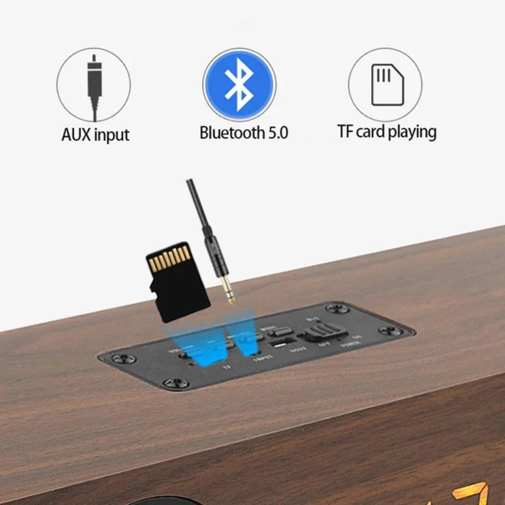 Wooden Soundbar Bluetooth Speaker Music Acoustic System 40W HIFI Stereo Music Surround LED Display Outdoor Speaker With FM Radio