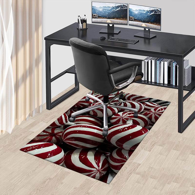 

1pc Christmas Peppermint Stripes Chair Mat, Non-Slip Carpet for Office Chairs, Festive Gift, Universal for All Seasons, Suitable for Home Decor, Livin 60cm by 90cm