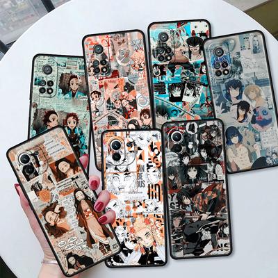 Phone Black Silicone Case For Xiaomi Mi 12 11 Lite 11T 9T 10T 12S Pro Ultra Note 10 Lite 9 Shell Fundas Kimetsu Demon Slayer