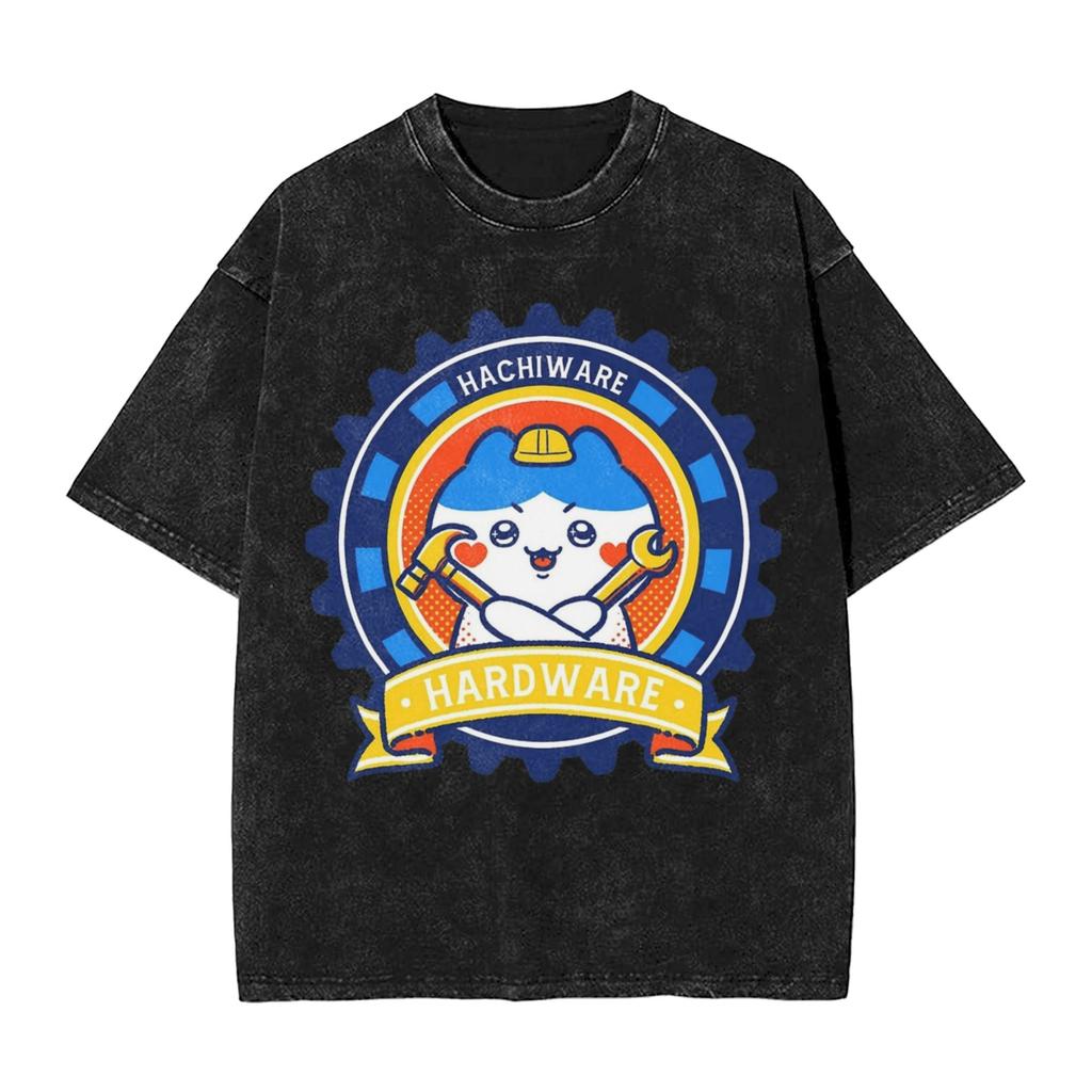 Chiikawas Cryba Gewaschenes T-Shirt Streetwear Hip Hop Lässige T-Shirts Tops Herren Damen Baumwolle Harajuku Bedruckt
