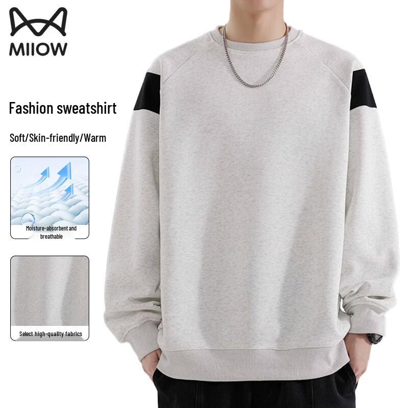MiiOW Men s Round Neck Long Sleeve Casual Sport Sweatshirt L
