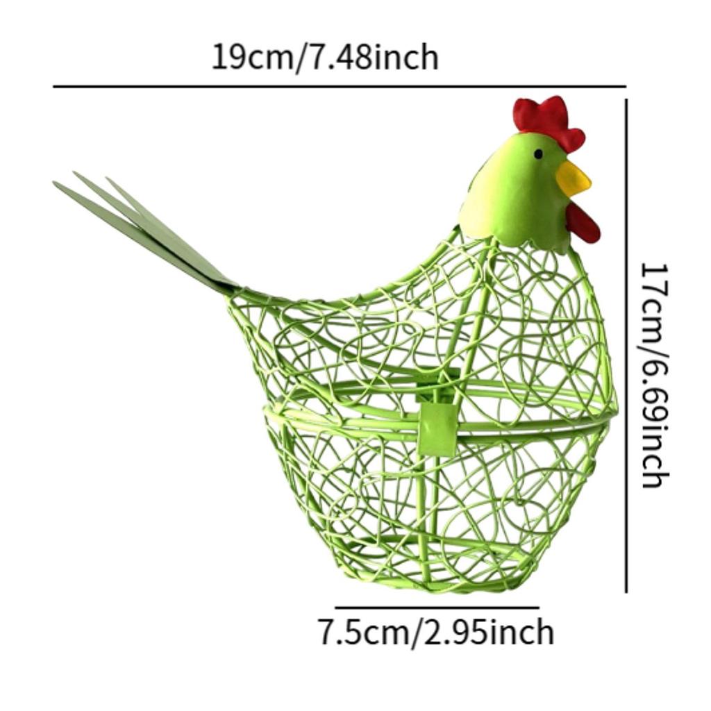 Chicken Wire Egg Basket Fruits Vegetables Rack Small Living Room Decor Decorative Egg Holder Chicken Shape Design Ornament