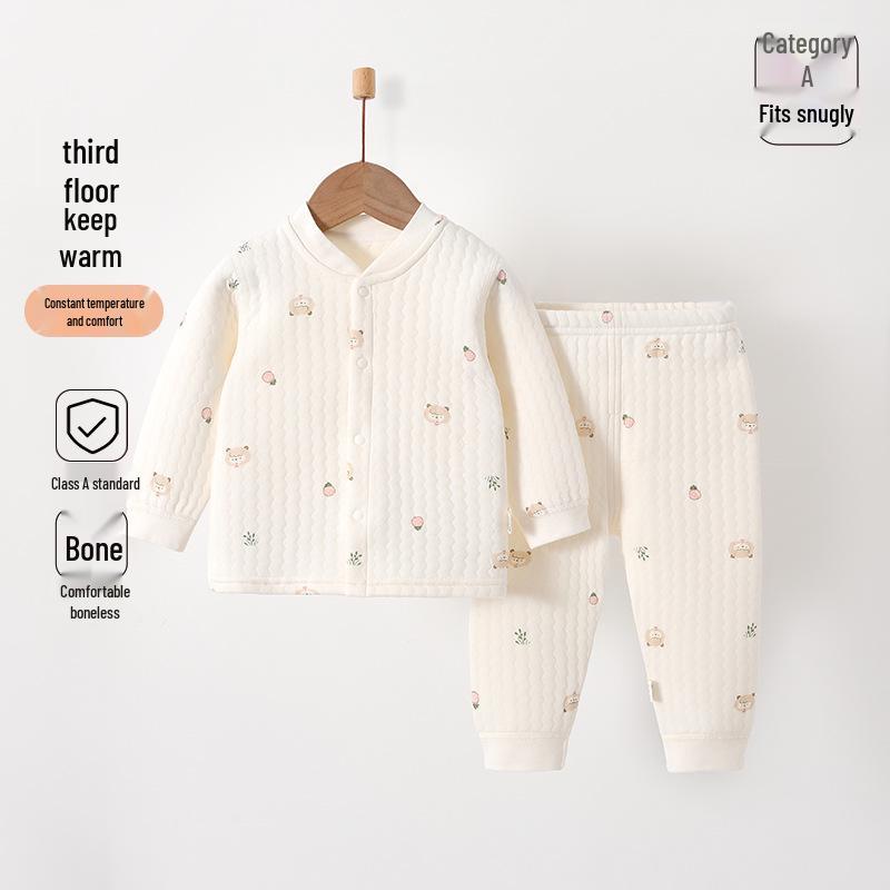 Jingqi Pure Cotton Baby Warm Underwear Set for Boys & Girls - Autumn & Winter Collection