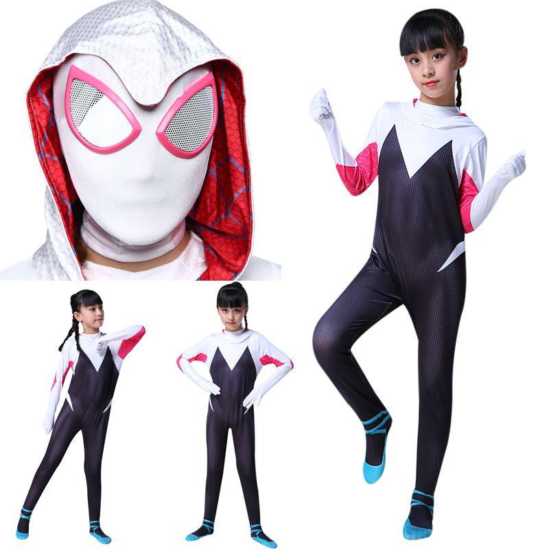 Vibrant Spider-man Into The Spider-verse Gwen Stacy Kids Costume Jumpsuit For Playful Adventures