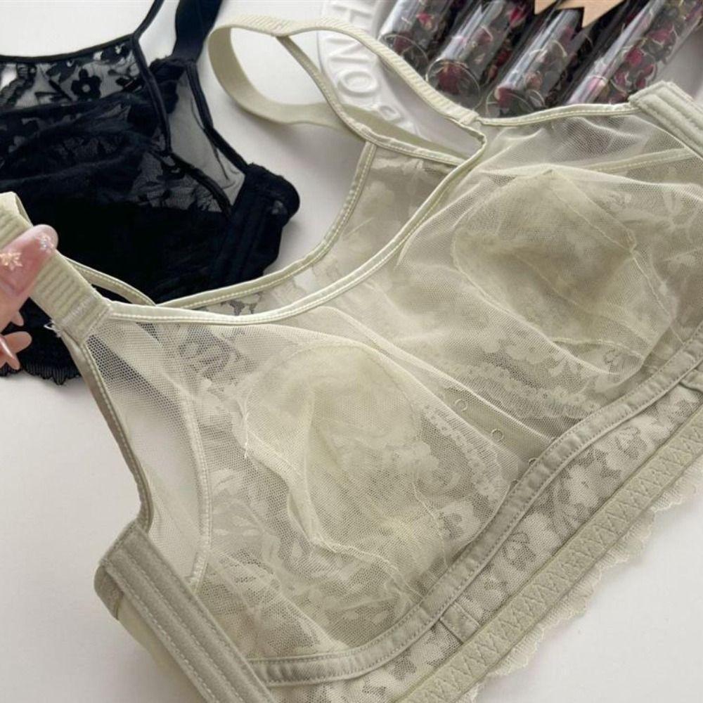 Anti-sagging Wireless Deep V Bra Shockproof Lace Thin Bra Fashion Underwear for Women  Girls