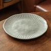 Retro Striped Ceramic Plate Japanese Blue Gray Plate Household Special-Shaped Plate Pasta Plate Vegetable Plate Salad Plate